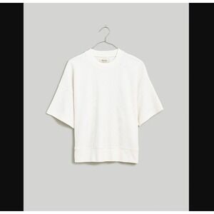 Madewell Womens XXS Waffle Mockneck Tee T Shirt Short Sleeve White